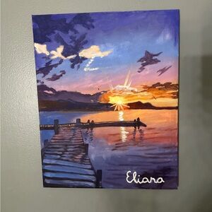 Beautiful hand painted sunset painting